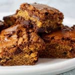 plate of marbled brownie cookies on a grey background